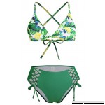 Hotvivid Women Sexy 2 Piece Bikini Back Cross Strap V Neckline Detachable Padded Cutout High Waist Swimsuit Green B07QGCKG7Y